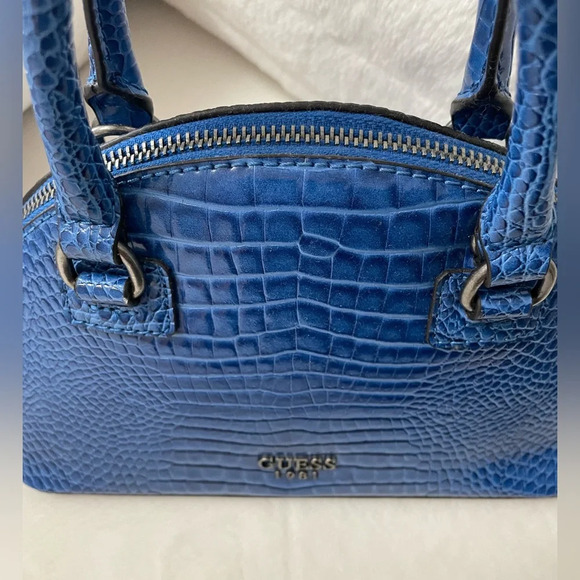GUESS Blue Raffie Crocodile-Embossed Bag - Picture 2 of 5